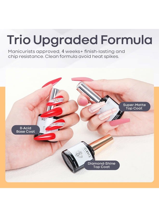 modelones Gel Top Coat Base Coat for Gel Nail Polish, 3 Pcs 10 ml No Wipe Matte & Shiny Top Coat, Long Lasting High Gloss and Matte Effects DIY at Home - Image 2