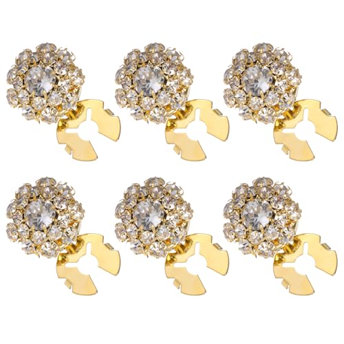 Aysatogc 6PCS Button Covers Rhinestone Detachable Button Covers for Women Blouses Crystal Decorative Clips Buttons Jewelry for Jeans Sewing DIY Craft Women Men(Gold) - Image 1