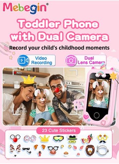 MEBEGIN 2.8 Inch Kids Educational Smartphone with 8GB SD Card Lanyard, Multi-functional Toddler Phone, with Dual Camera, Game, Music Player, Travel Toy Preschool Learning Toy for Kids Birthday Gift Aged 3+  - Image 3
