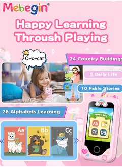 MEBEGIN 2.8 Inch Kids Educational Smartphone with 8GB SD Card Lanyard, Multi-functional Toddler Phone, with Dual Camera, Game, Music Player, Travel Toy Preschool Learning Toy for Kids Birthday Gift Aged 3+  - Image 4