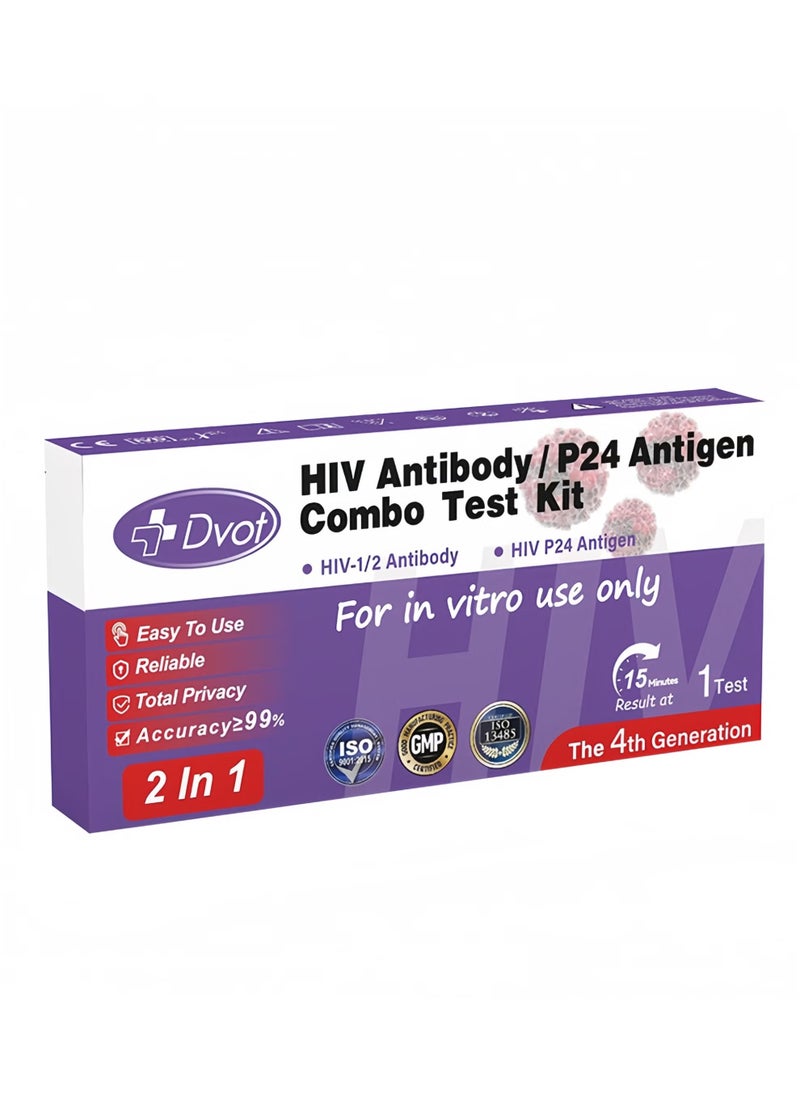Dvot HIV Antibody /P24 Antigen Combo Test Kit ,Second Generation 2 IN 1 HIV Test Kit, For Home Use And Clinic Use， Results Are Available In 15 Minutes  - Image 1