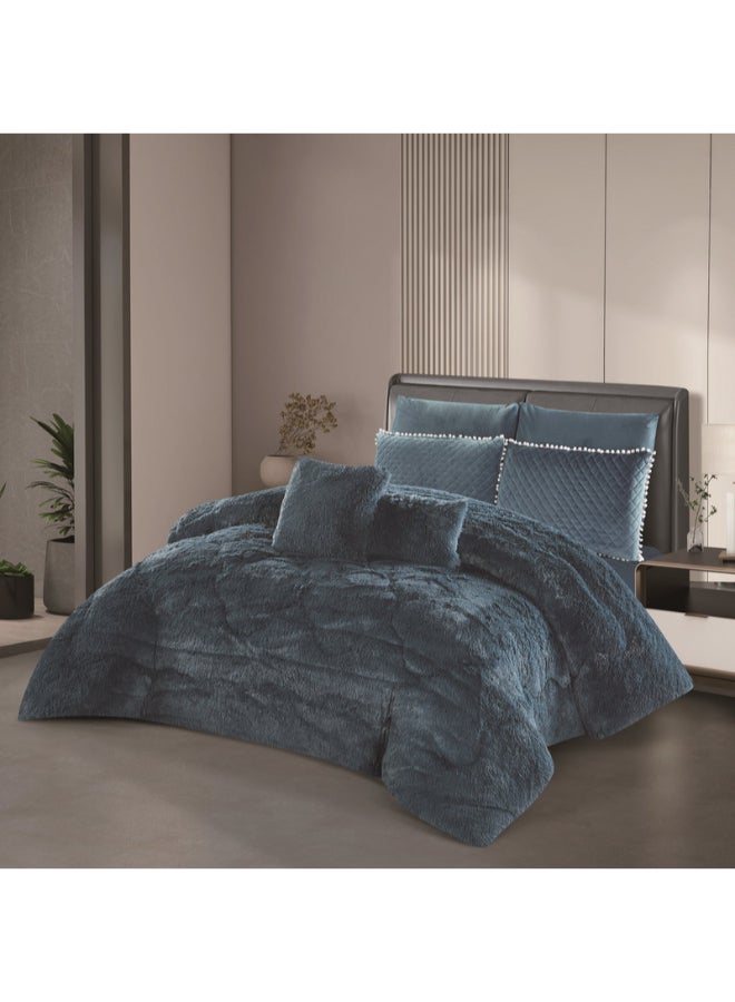 Hours Winter Comforter Set Made Of Fur And Velvet Double-Sided With Durable And Soft Fabric Heavy Filling 8 Pieces King Size  - Image 2