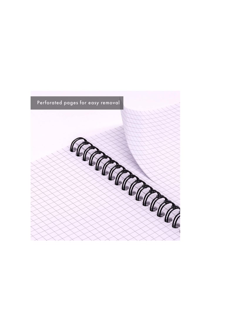 Pukka Pad دفتر بوكّا باد، مجموعة 3 دفاتر بحجم A5 مربعة - 21 × 14.9 سم - دفتر موصول بأسلاك مع مربعات 5 مم على ورق أبيض بوزن 80 جرام مع حواف مثقوبة لسهولة الإزالة - 200 صفحة - Image 4