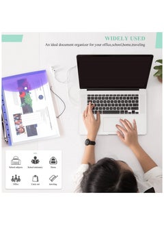 Gerenic 12pcs Expandable A4 Plastic Wallets Folders Document Files Popper Wallets with Button Closure and Label Pocket for Home Office School Files, Plastic Wallets A4 Punched Pockets  - Image 5