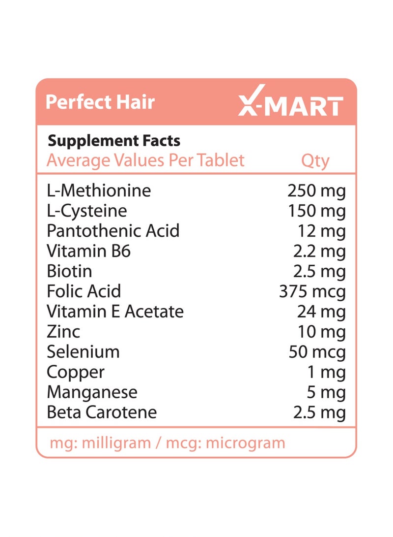 X-Mart Perfect Hair – Fast Hair Growth & Volume Formula with Biotin, Methionine & Zinc | Boosts Hair Length, Shine & Follicle Repair - Image 5