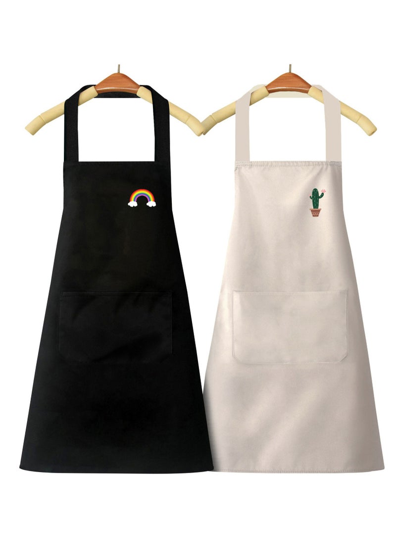 2-Piece Apron Set, Women's Waterproof Apron Set, with Pockets and Adjustable Cooking Apron Kitchen Apron for Baking and Home Cleaning. - Image 1
