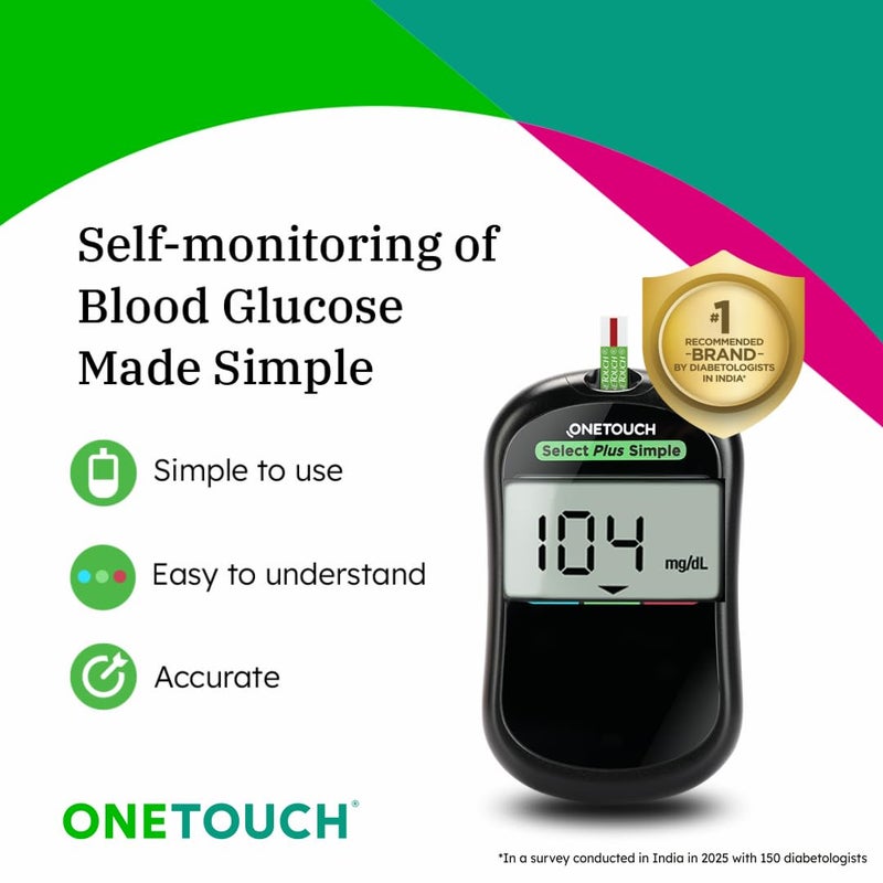 ون تاتش جهاز OneTouch Select Plus Simple لقياس الجلوكوز مع 35 شريط اختبار (أسود) - Image 2