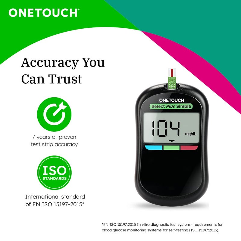 ون تاتش جهاز OneTouch Select Plus Simple لقياس الجلوكوز مع 35 شريط اختبار (أسود) - Image 4