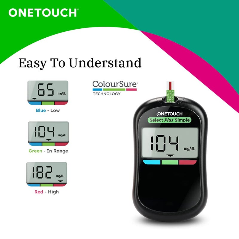 ون تاتش جهاز OneTouch Select Plus Simple لقياس الجلوكوز مع 35 شريط اختبار (أسود) - Image 5