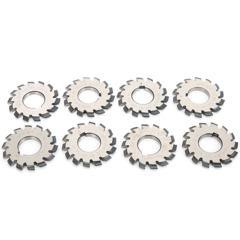 8Pcs Involute Gear Milling Cutter Set High Speed Steel Cutting Tools 14.5° 55mm 22mm - Image 1
