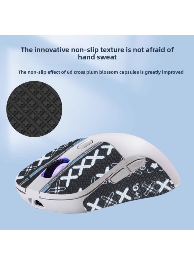 Suitable For Keychron M3 Mouse Anti-slip Sticker Sweat-absorbent Sticker Thirsty M3 Key Protection Side Skirt Sticker Back Sticker-Color:[half Pack] A Black Printed Mouse Sticker  - Image 4