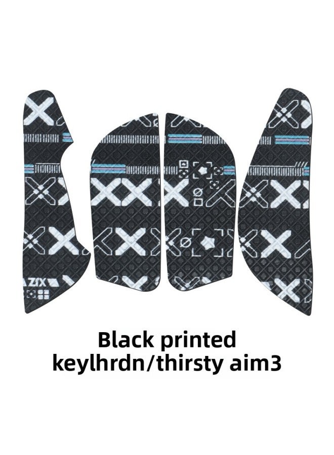 Suitable For Keychron M3 Mouse Anti-slip Sticker Sweat-absorbent Sticker Thirsty M3 Key Protection Side Skirt Sticker Back Sticker-Color:[half Pack] A Black Printed Mouse Sticker  - Image 1