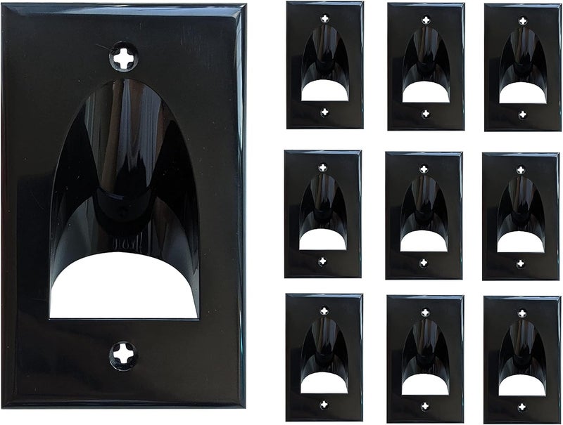 Best Mounts BestMounts - 10 Pack Inner Nose Behind Wall Cable Management TV Cord Hider for Wall Mounted TV - Single Gang Low Voltage Recessed Wall Plates Cable Pass Through for Wires, HDTV, HDMI (Black) - Image 1
