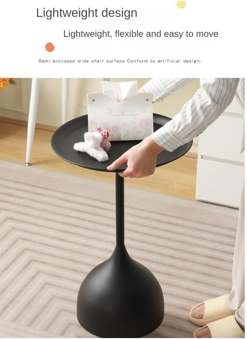MIXDE - Coffee Table, Nordic Sofa Side Decorative Small Space Living Room Bedroom Patio, Vintage Metal End Table, Metal Iron Outdoor Round Table Weather Resistant Anti-Rust Outdoor, 40*60CM - Image 1