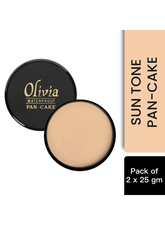 Olivia Waterproof Sun Tone Makeup Cream Concealer Pan Cake (25g, Shade No.27) - Pack of 2 shimmering Finish - Image 2