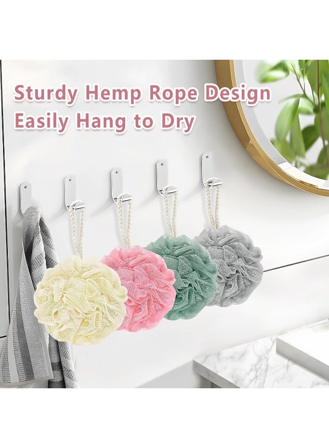 MOMENT 4 Pieces Large Bath Shower Sponge Pouf Loofahs: Each Eco-Friendly Exfoliating Mesh Brush Pouf Bath Shower Ball Sponge-Exfoliate, Cleanse, Soothe Skin. - Image 3