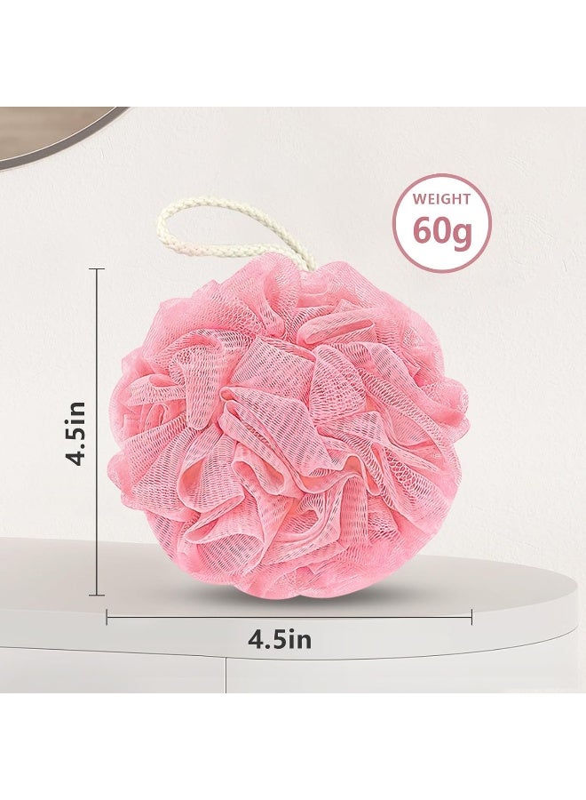 MOMENT 4 Pieces Large Bath Shower Sponge Pouf Loofahs: Each Eco-Friendly Exfoliating Mesh Brush Pouf Bath Shower Ball Sponge-Exfoliate, Cleanse, Soothe Skin. - Image 2