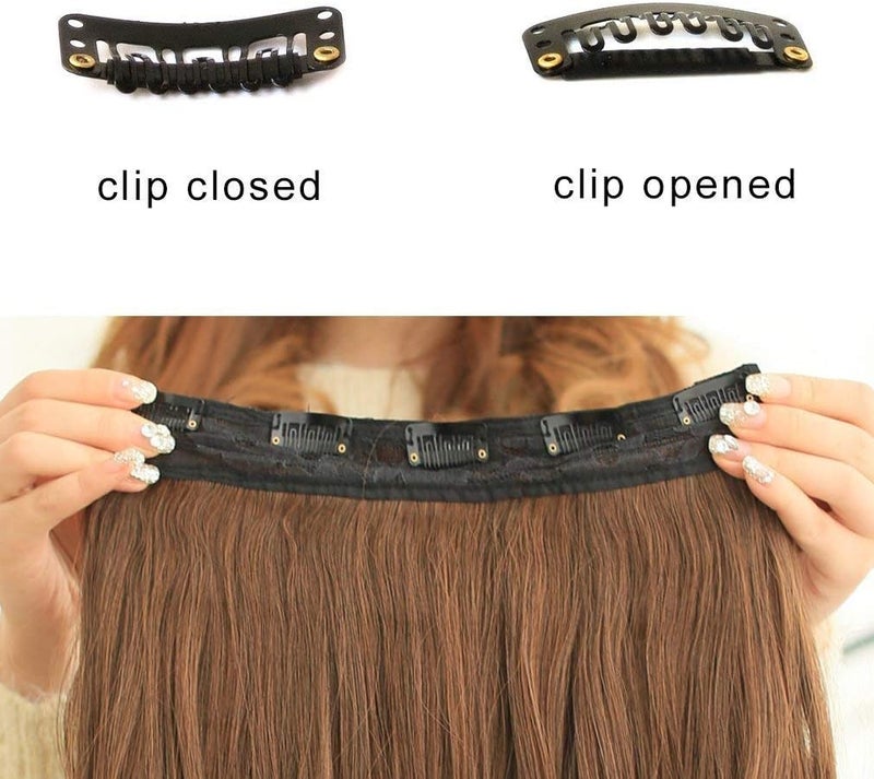 REECHO 20" 1-Pack 3/4 Full Head Curly Wave Clips in on Synthetic Hair Extensions HE008 Hairpieces for Women 5 Clips 4.5 Oz per Piece - Linen - Image 3