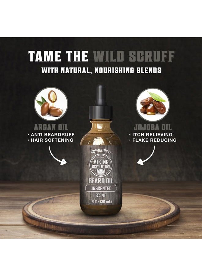 Viking Revolution Unscented Beard Oil for Men - Natural Mens Beard Oil with Argan Oil and Jojoba Oil - Beard Softener, Strengthens and Moisturizes - Beard Conditioner for Men (Unscented, 1 Pack)  - Image 3