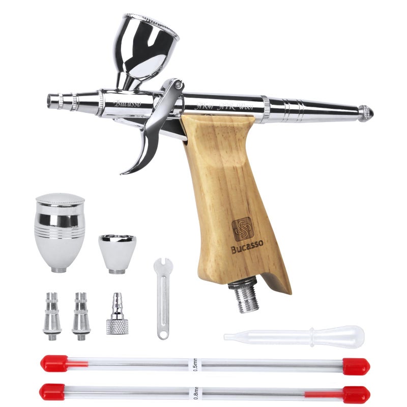 Bucasso Airbrush Guns for Painting Double Action Trigger Airbrush Kit with 03mm05mm08mm NeedlesNozzle Sets Replaceable Fluid Cup Airbrush Spray Set for Painting Nails Cake Tattoo - Image 2