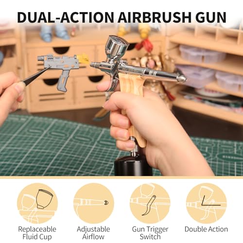 Bucasso Airbrush Guns for Painting Double Action Trigger Airbrush Kit with 03mm05mm08mm NeedlesNozzle Sets Replaceable Fluid Cup Airbrush Spray Set for Painting Nails Cake Tattoo - Image 3