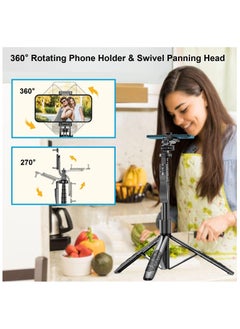NNEWVANTE Selfie Stick Phone Tripod for iPhone - 60" Extendable Cell Phone Tripod Remote for iPhone Android Camera 360° Rotating Travel Tripod Stabilizer Phone Stand Holder for Pictures Video Record Vlog  - Image 5
