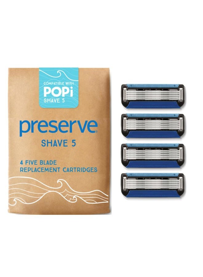Preserve POPi Shave 5 Replacement Cartridges for Preserve POPi Shave 5 Razor (4 Count (Pack of 1)) - Image 1