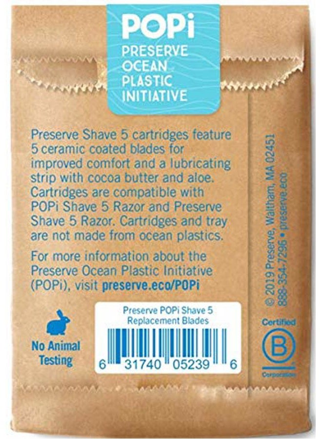 Preserve POPi Shave 5 Replacement Cartridges for Preserve POPi Shave 5 Razor (4 Count (Pack of 1)) - Image 2