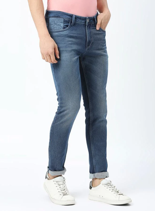 LAWMAN Pg3 Mid Rise Faded Jeans with Pocket Detail by Styli