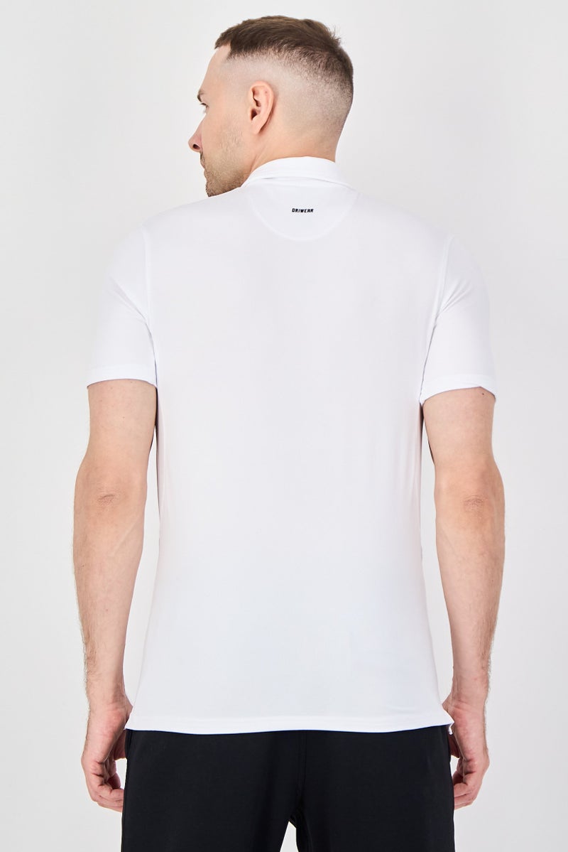 MOTION Men Sportswear Fit Short Sleeve Training Polo Shirt, White - Image 3