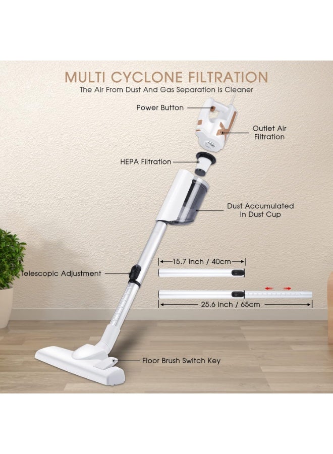 Xoopla SV1300 Corded Stick Vacuum Cleaner, 650W Power, 18KPa Strong Suction, 5M Cable, Lightweight Multifunction Handheld Vacuum for Hard Floor, Carpet & Pet Hair - Image 3