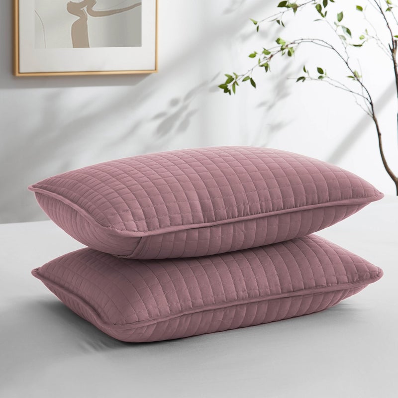 Southshore Fine Livi Southshore Fine Living  Inc. - VILANO Springs - Pair of Quilted Pillow Sham Covers (No Inserts)  26"" x 26""  Lavender  - Image 1
