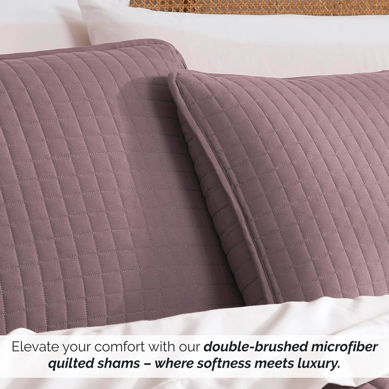 Southshore Fine Livi Southshore Fine Living  Inc. - VILANO Springs - Pair of Quilted Pillow Sham Covers (No Inserts)  26"" x 26""  Lavender  - Image 4