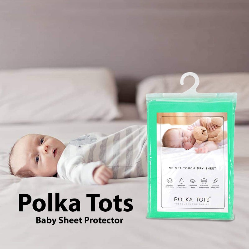 POLKA TOTS Waterproof & Reusable Baby Bed Protector Absorbent Mat Dry Sheet for New Born Infants (Mint, 50 X 70 CM, Small) - Image 2