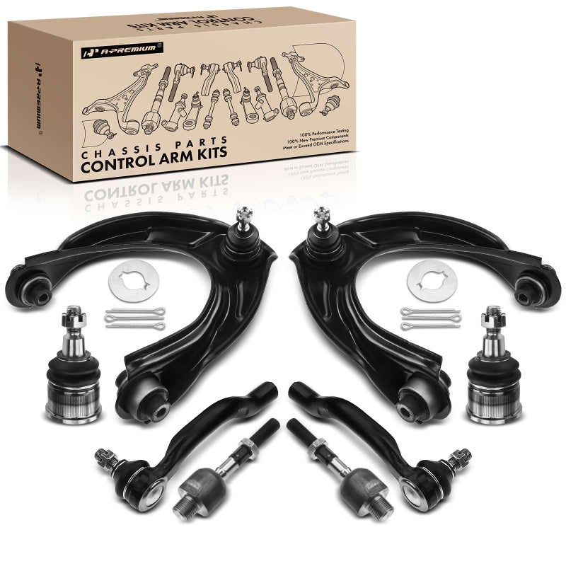 APremium Set of 8 Front Upper Control Arm Lower Ball Joint Inner Outer Tie Rod End Compatible with Honda Accord 2008 2009 2010 2011 2012