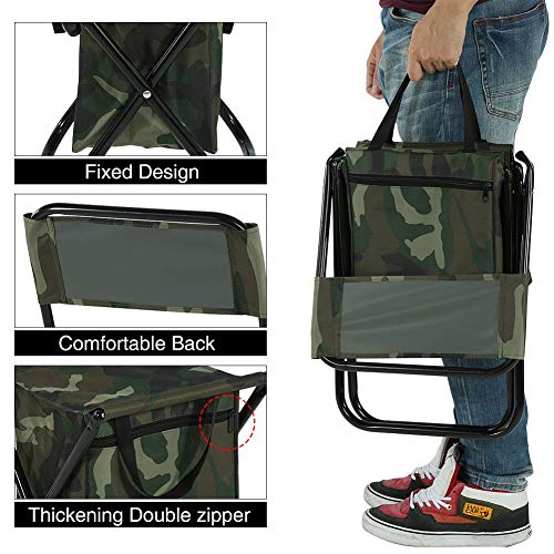 IRIS Portable Folding Alloy Steel Camping Chair with Storage Bag for Fishing Hiking Picnic Outdoor (Military) - Image 2
