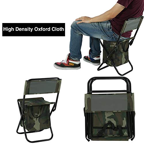 IRIS Portable Folding Alloy Steel Camping Chair with Storage Bag for Fishing Hiking Picnic Outdoor (Military) - Image 3