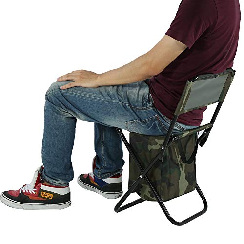 IRIS Portable Folding Alloy Steel Camping Chair with Storage Bag for Fishing Hiking Picnic Outdoor (Military) - Image 5