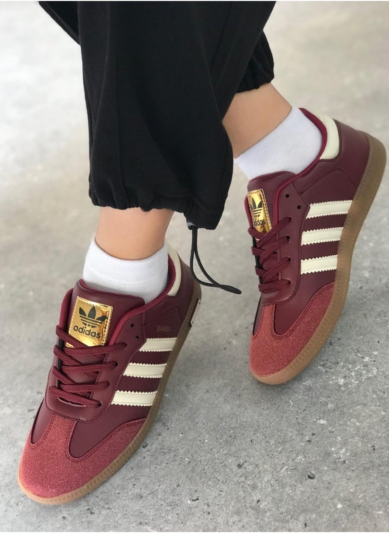 Adidas Sounds - Adidas Samba Casual Boots White and Burgundy High Copy - Image 1