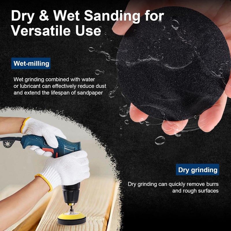 GOH DODD 199 Pieces 3 Inch Sanding Disc, Headlight Restoration Kit Hook and Loop Sanding Pads 60 to 10000 Grit Wet Dry Sandpaper with 1/4“ 1/8" Shank, Backer, Polishing Pads and Interface Pad - Image 4
