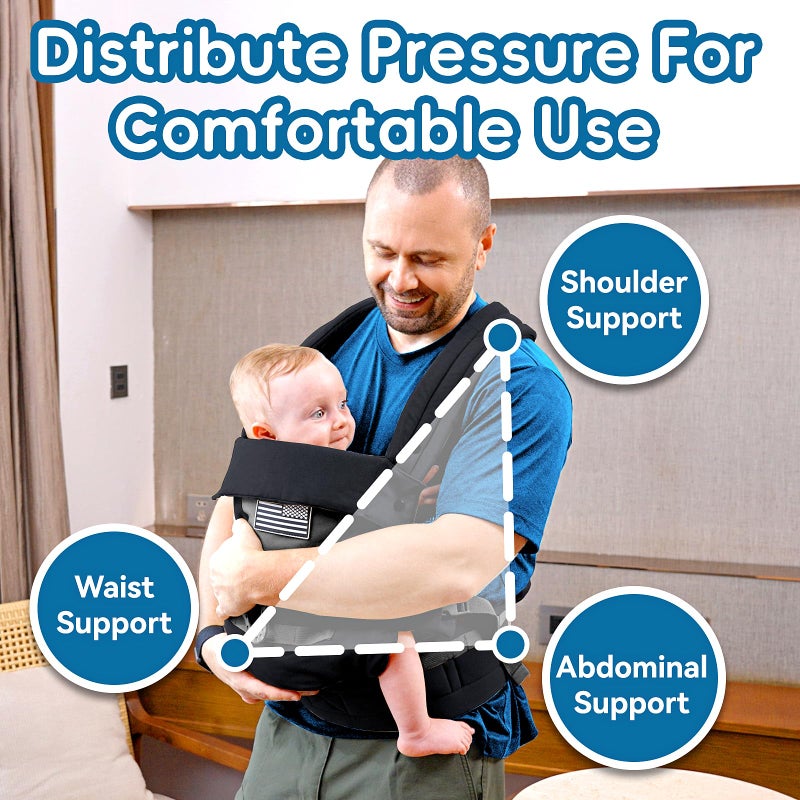 YESYBC Baby Carrier, Lumbar Support Infant Carrier (0-36M, 8-33 lbs) with Foldable Headrest Carabiners for Big and Tall Parents, Men, Women (Black) - Image 4