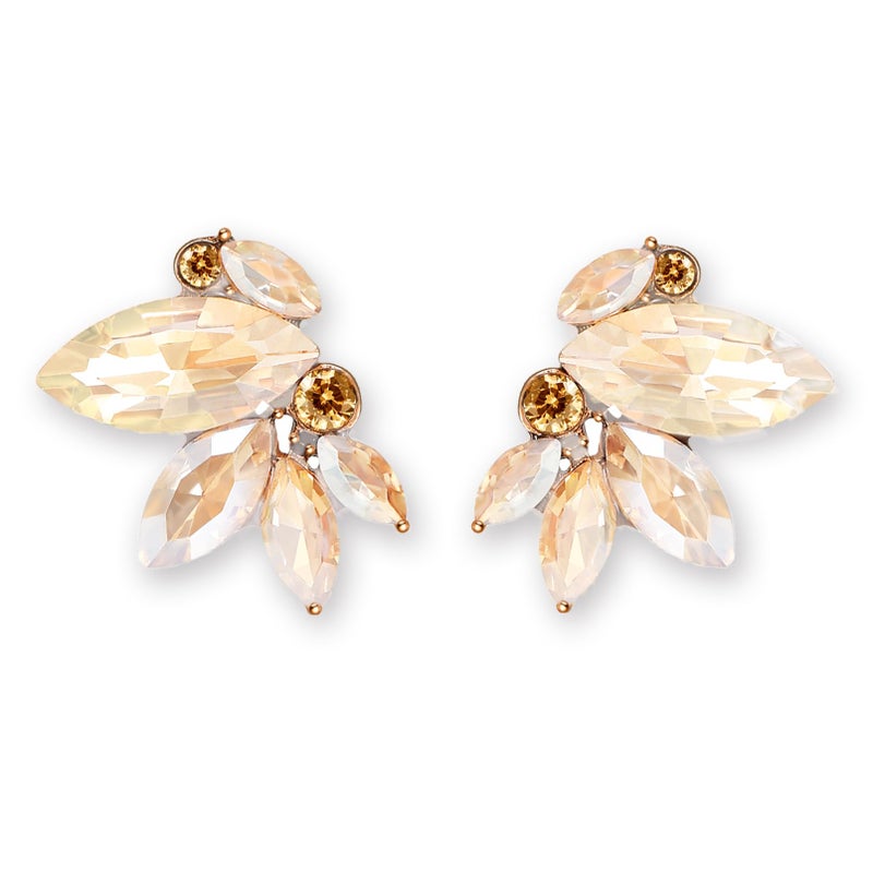 Spiritlele Champagne Rhinestone Earring Sparkly Faux Crystal Stud Earrings for Women Wedding Prom Party - Image 1