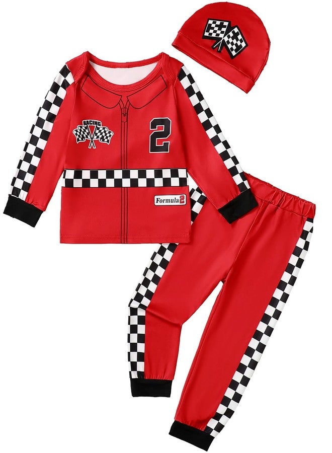 Happidoo Baby Boy 2nd Birthday Outfit Toddler Two Year Old Birthday Clothes Boy Race Car Driver Shirt (Red-long,2T) - Image 1