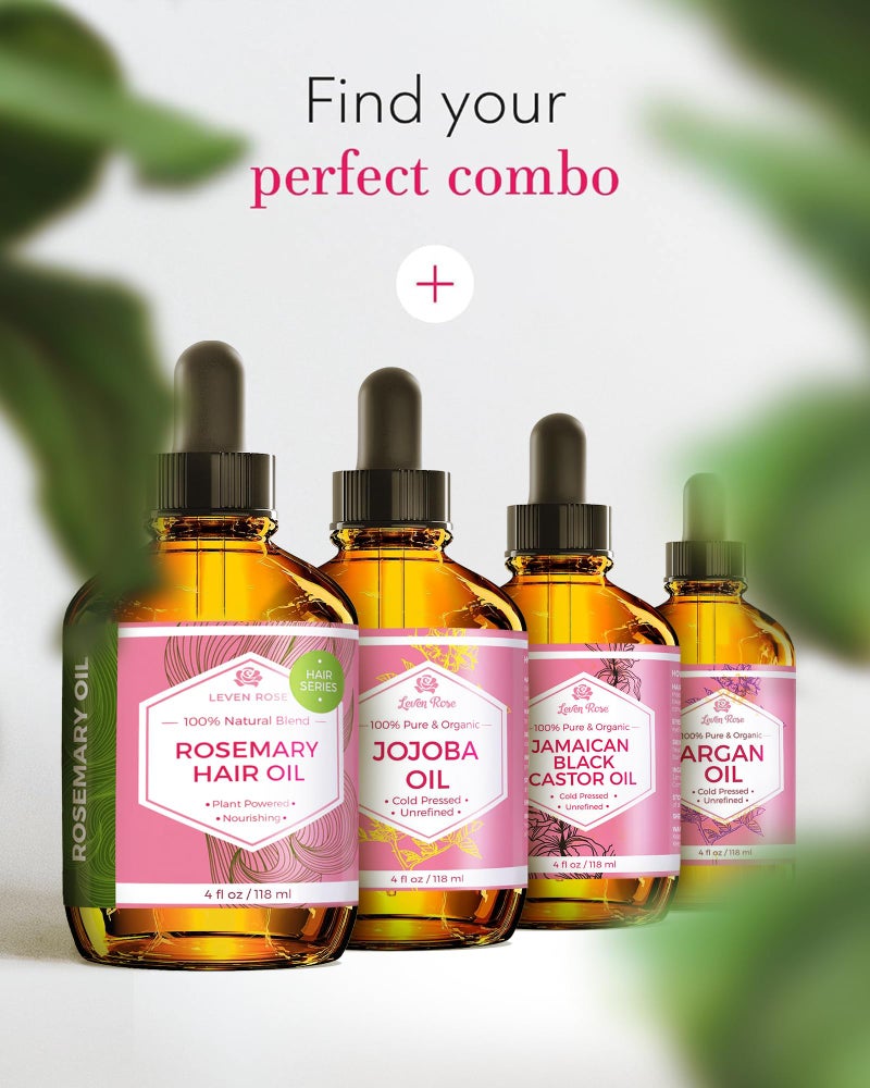 Leven Rose Organic Rosemary Hair Growth Oil with Castor, Rosemary, Peppermint, Jojoba, Argan, Pumpkin Seed, Horse Tail Extract, Evening Primrose for all Hair Types, Natural, 2 oz - Image 4