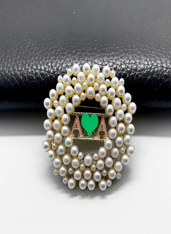 muiot Fashion simulation pearl inlaid metal greek letter sorority society golden brooch - Image 3