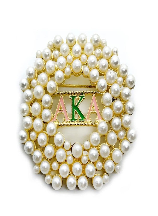 muiot Fashion simulation pearl inlaid metal greek letter sorority society golden brooch - Image 1