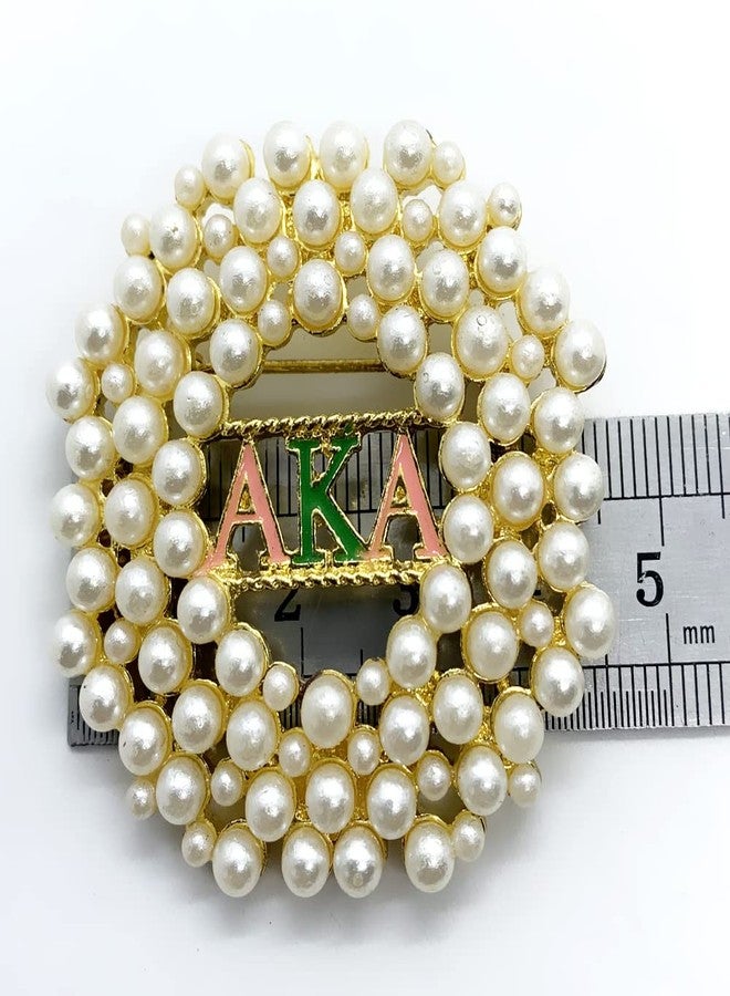 muiot Fashion simulation pearl inlaid metal greek letter sorority society golden brooch - Image 2