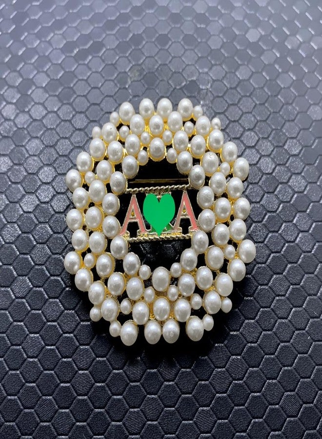 muiot Fashion simulation pearl inlaid metal greek letter sorority society golden brooch - Image 4