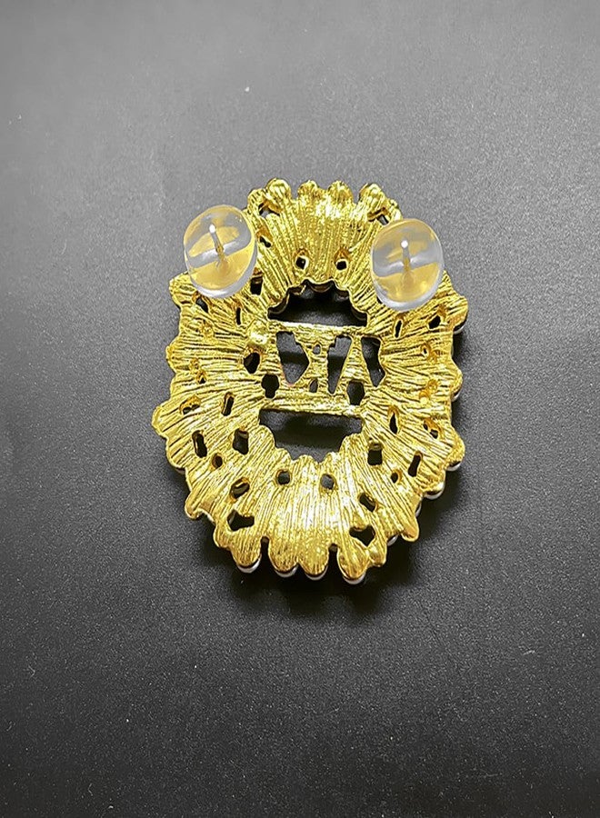 muiot Fashion simulation pearl inlaid metal greek letter sorority society golden brooch - Image 5
