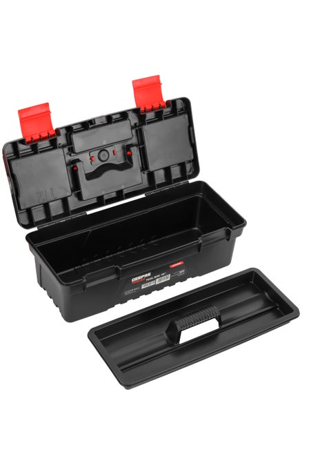 Geepas 12-Inch Heavy-Duty Tool Box with Removable Tray, Secure Latch, and Ergonomic Handle - A Compact and Efficient Storage Solution for Organizing, Protecting & Transporting Your Tools  & Equipment